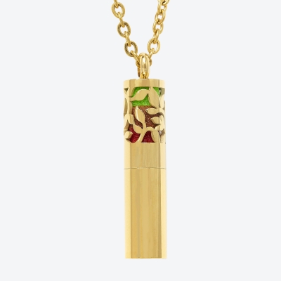 Aromatherapy Tube Pendant - Gold Leaf