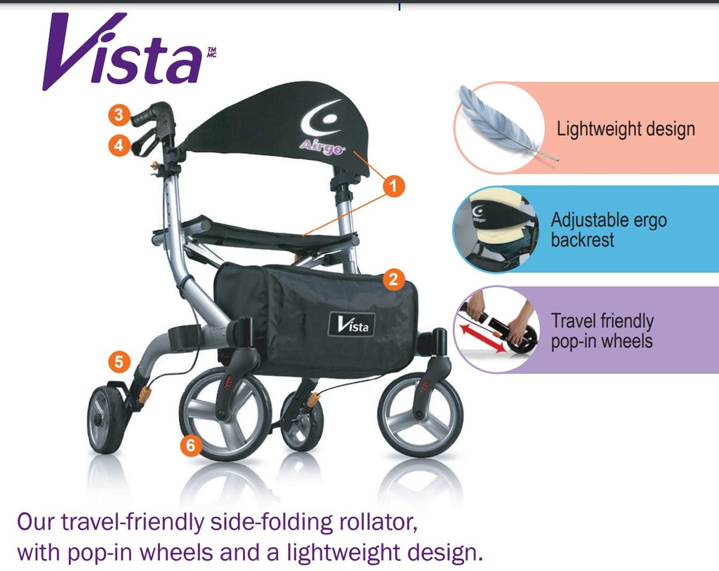 Airgo Vista Rollator 20&quot; Seat Height (ADP Type 3)