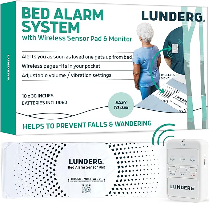 Bed Alarm System - Wireless Bed Sensor Pad (10” x 30”) & Pager