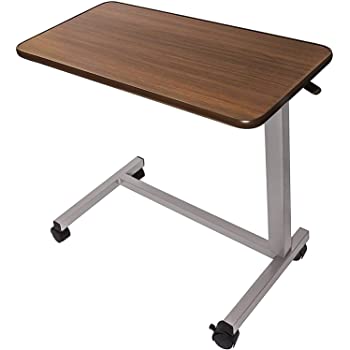 CH Height Adjustable Rolling Overbed Table w/Laminate Top