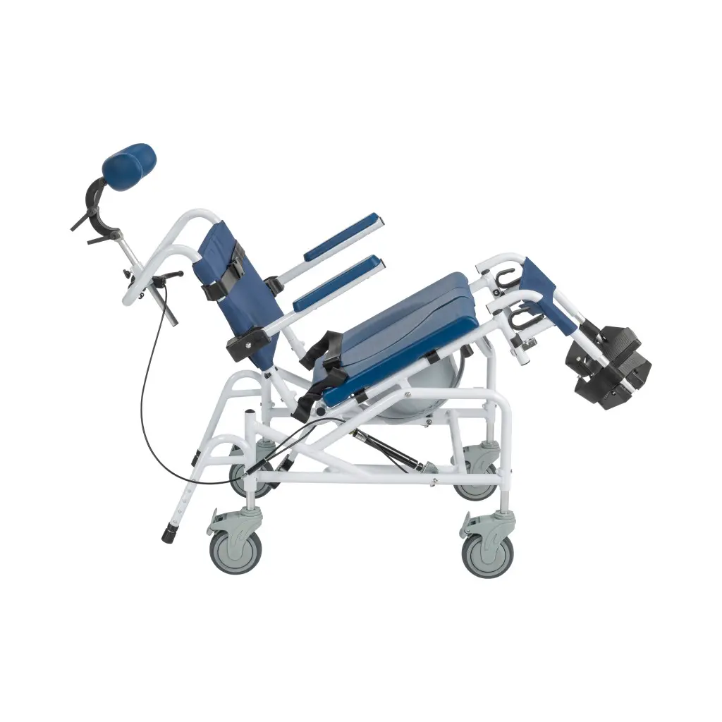 Tilting Aluminum Shower Chair Commode w/Headrest, 20"(W)x17"(D) Seat