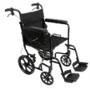 CH Lightweight Transport Wheelchair 19" Seat Width, 12" Rear Wheels, Caregiver & User Wheel Locks (Black)
