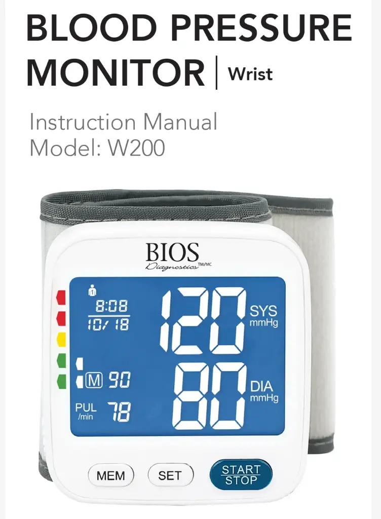 BIOS Diagnostic Wrist Blood Pressure Monitor - W200