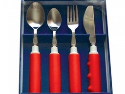 [40000007332] Comfort Grip Weighted Cutlery Gift Set Red 