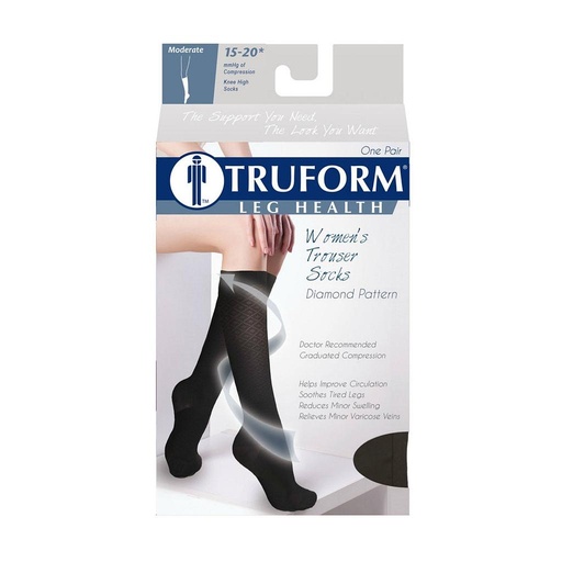 Ladies Knee High Diamond Pattern Socks 15-20mmHg