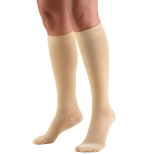 Truform Compression Socks Knee-High Silicone Dot Top Closed Toe 20-30 mmHg, Beige