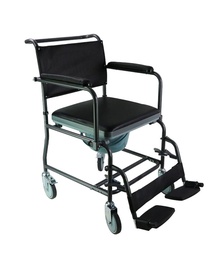 [ 40000008702] Wheeled Steel Commode w/Footrests