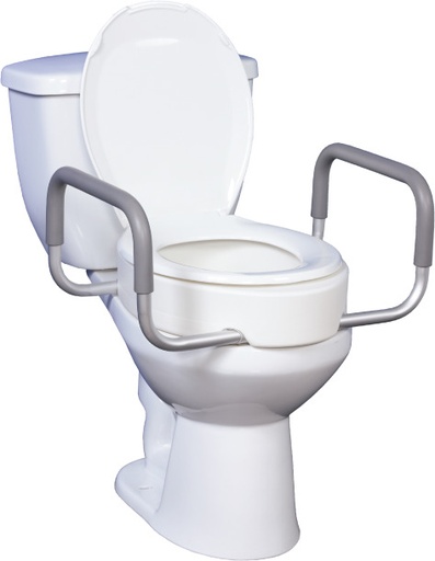 [40000008912] Premium Bolt-On 4" Elongated Raised Toilet Seat w/Removable Arms