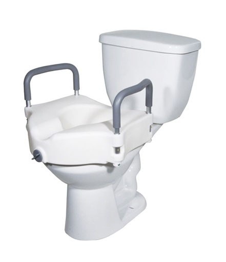 [40000009133] Locking Raised Toilet Seat with Removable Arms (Round/Elongated 4" Rise)