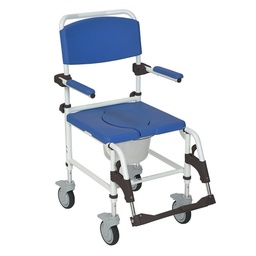 [40000009935] Aluminum Rehab Shower Commode Chair Height Adjustable with  Casters