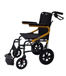 [40000011255] 12&quot; Wheel Transport Chair Yellow  (18&quot; Seat Width)