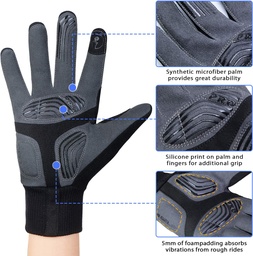 Full Finger Wheelchair Winter Gloves  Black