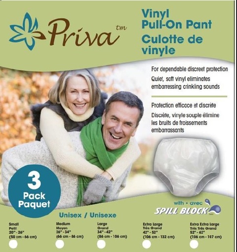Priva Waterproof Vinyl Pull-On Pant, 3-pack