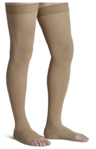 Sigvaris Womens Essential Opaque 20-30 mmHg Open Toe Thigh-High with Grip-Top Band