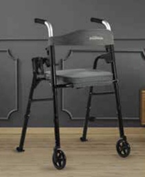 [40000015734] Folding Walker with 2 wheels, 2 Skis, Cane Holder &amp; Seat w/Backrest