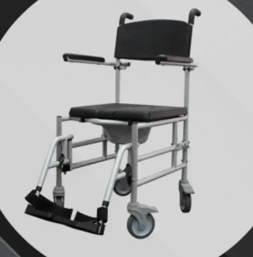 [40000020373] Custom Rehab Non-Tilting Shower Commode Chair w/Casters, 23"Seat Width, 20" Seat Depth, 16" Seat Height, Keyhole Soft Seat & Flip-Back Arms